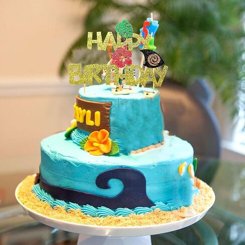 Glitter Moana Birthday Cake Topper Moana Party Supplies Moana Cake Decoration Moana Birthday Party Decoration Hawaiian Birthday Decoration in Kuwait