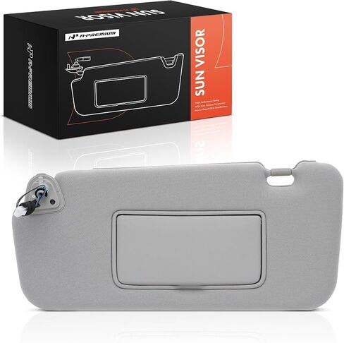 A-Premium Driver Left Side Sun Visor Compatible with Nissan Murano 2009-2014 - with Vanity Light, with Vanity Mirror, Without Sunroof, Gray Color - Replaces 96401-1AA1B, 964011AA1B in Saudi Arabia