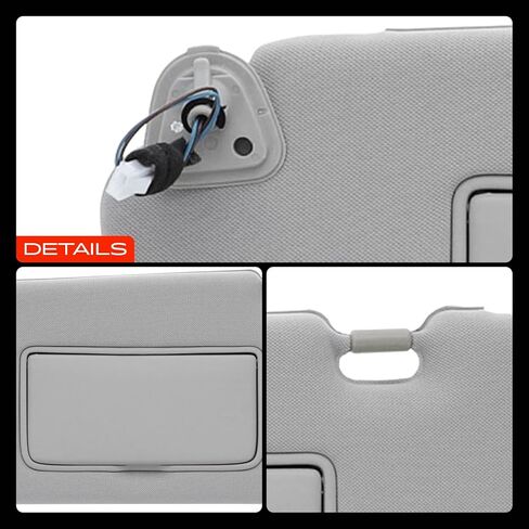 A-Premium Driver Left Side Sun Visor Compatible with Nissan Murano 2009-2014 - with Vanity Light, with Vanity Mirror, Without Sunroof, Gray Color - Replaces 96401-1AA1B, 964011AA1B in Saudi Arabia