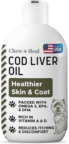 زيت كبد سمك القد النقي للكلاب - 16 أونصة - يحتوي على أوميغا 3 ، أوميغا 6 ، وفيتامين أ ، وفيتامين د للحد من الحكة وتعزيز الجلد والمعطف ، والقلب ، والمفاصل ، وصحة المناعة - in Kuwait