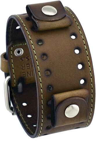 Nemesis STH-HB Hazelnut Brown Wide Leather Cuff Wrist Watch Band in Kuwait