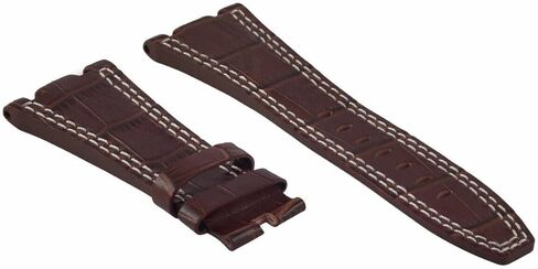Ewatchparts 28mm Leather Watch Band Strap Compatible With Audemars Piguet Offshore Safari Watch Brown With White Stitching in Kuwait