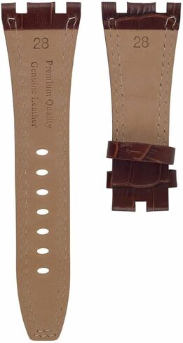 Ewatchparts 28mm Leather Watch Band Strap Compatible With Audemars Piguet Offshore Safari Watch Brown With White Stitching in Kuwait