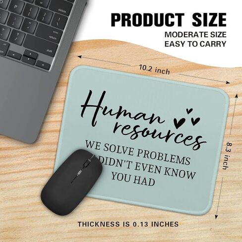 Human Rescurces Funny HR Office Humor Square غير قابلة للانزلاق لوحة ماوس ذات حافة مخيطة مقاومة للماء، لأجهزة الكمبيوتر الماوس اللاسلكية ألعاب مكتب المنزل، هدية لصديق Rescurces Boss Leader Coworker in Saudi Arabia