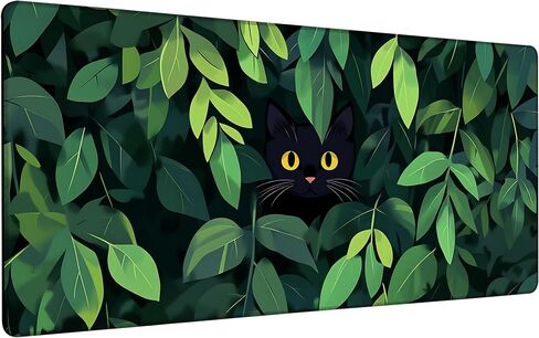 Large Mouse Pad 35.4x15.7 Inch Black Cat Under Starry Night Gaming Desk Mat with Non-Slip Rubber Base, Stitched Edges for Gaming,Office in Saudi Arabia