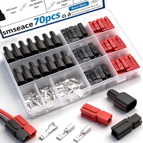 smseace 70Pcs 15/30/45 Amp Power Connectors with PVC Cover 1.5-6mm² (20-10AWG) Quick Disconnect Power connectors Quick Disconnect Terminals Connectors in Saudi Arabia