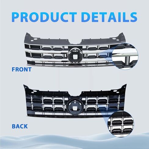 شبكة شواء المصد الأمامي للسيارات YLT متوافقة مع 2018-2020 Volkswagen VW Atlas شبكة كروم علوية سوداء in Kuwait