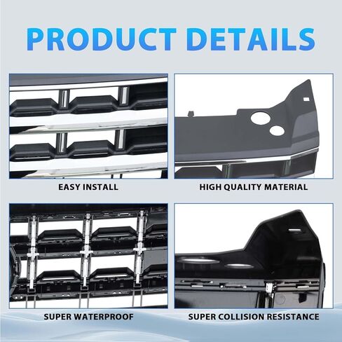 شبكة شواء المصد الأمامي للسيارات YLT متوافقة مع 2018-2020 Volkswagen VW Atlas شبكة كروم علوية سوداء in Kuwait