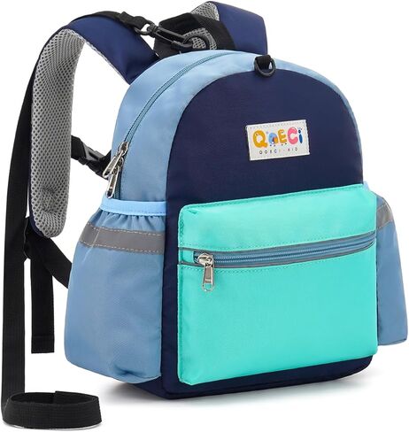 Toddler Backpack with Leash for Boys Girls Kids Kindergarten Nursery, 11" Baby Leash Backpack with Reflective, Toddler Bookbag with Anti-Lost Harness for Walking, Orange&Red in Kuwait