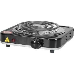 Electric Countertop Single Burner, 1000W Portable Electric Stove for Cooking with 5 Levels Adjustable Temperature & Knob Control Compact Stove for Home Dorm Office