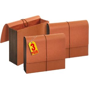 1InTheOffice Expanding File Wallet with Flap and Cord Closure, 5-1/4" Expansion, Legal Size (3 Pack)