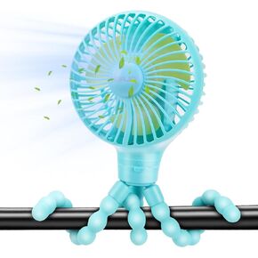 Automatic Oscillating Stroller Fan, With Detachable Tripod and 180° Electric Powered Rotate Portable Personal Small Mini Rechargeable USB Car Seat Clip on Fan for Crib Office Treadmill Bike Travel