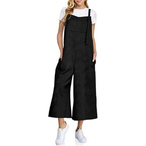 Tongmingyun Womens Wide Leg Overalls Jumpsuits Casual Summer Sleeveless Adjustable Straps Loose Jumpsuits