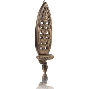 Handmade Unique Decorative Wooden Candle Holder Wall Sconce Tea Light Holder Wall Hanging Lamp Rustic Vintage Victorian Mid-Century Style Wall Mounted for Living Room Bedroom Hallway Home Decor