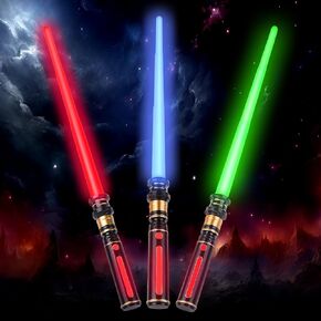 Light Up Saber for Kids, 3 Pack Lightsaber with FX Sound and Realistic Handle, Expandable Light Swords for Halloween Xmas Children's Day Galaxy War Fighters