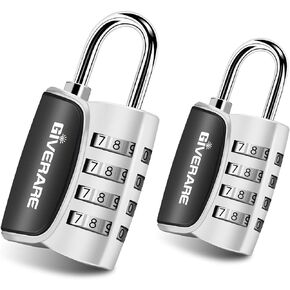 قفل مجمع مكون من قطعتين من GIVERARE، قفل بدون مفتاح مكون من 4 أرقام، أقفال أمتعة قابلة لإعادة الضبط لحقيبة الظهر، وخزانة الصالة الرياضية والمدرسة والموظفين، قفل سفر مقاوم للطقس للسياج، وبوابة الفناء الخلفي، ومشبك، وحقيبة فضية in Kuwait