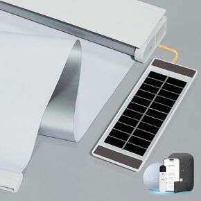 Motorized Blinds with Remote Control,Heat and Cold Insulation Smart Blinds with Complementary Solar Panel,Cordless Automatic Blinds for Windows, 100% Blackout Electric Shades, White-20 x72