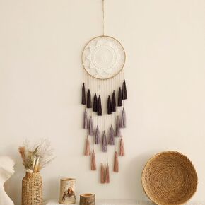 Macrame Dream Catcher for Girls - Large Dream Catchers Boho Wall Decor, Handmade Tassels Ornament Colorful Room Decor for Bedroom Livivng Room Nursery Apartment (Purple Mix)