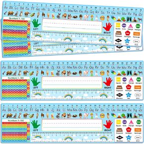 Name Plates 36 Pack, Large Premium Paper Sticker Name Tags, Classroom Supplies, Alphabet & Number Reference, Early Learning Skills, Multicolored