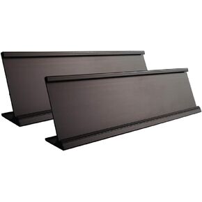2" x 8" Aluminum Desk Name Plate Holder, Office Business Desk Sign Holder Desktop 2 Pack (Black)