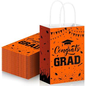 TaoBary 24 Pcs Black Gold 2024 Graduation Gift Bags Congrats Grad Bags Party Favor Bags with Handles Graduation Treat Paper Bags for Graduation Day Grad Party Supplies, 8 x 6 x 3 Inches