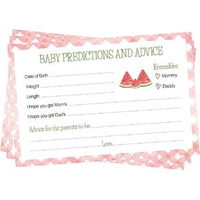 Watermelon Baby Shower Predictions and Advice Cards (24-Count)