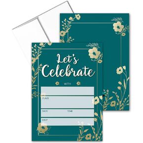 Stonehouse Collection | You Are Invited Formal Teal Fill-in Party Invitations With Envelopes | 25 Invites & Envelopes | Wedding, Baby Shower, Rehearsal Dinner, Birthday Party (Let's Celebrate)