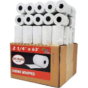 2 1/4 x 63 thermal paper rolls POS/Cash Register One-Ply Thermal Rolls, 2-1/4 x 63 Feet, 1/2 Core 50 Rolls per Carton (05242)