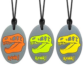 Dino Sensory Chew Necklace for Kids, Boys or Girls - Chewing Necklace Teething Necklace Teether Necklace Chew Toys - Teething Toys Designed for Chewing, Autism, Autism Sensory Teether Toy