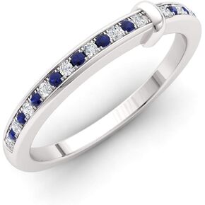 Diamondere Natural and Certified Diamond Wedding Ring in 14k White Gold | 0.28 Carat Half Eternity Ring for Women, US Size 4 to 9