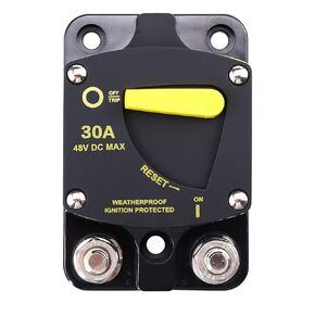12V - 48V DC 200 Amp Surface Mount & Panel Mount Circuit Breakers for Boat Trolling with Yellow Manual Button Waterproof 200A