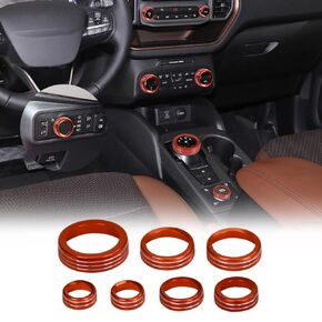 for 2021-2022 Ford Bronco Sport Accessories Air Conditioner AC Headlight Switch Knob 4WD Wheel Drive Trailer Gear Shift Switch Knob Cover 7PCS Blue Aluminum Alloy(Don't for Bronco)
