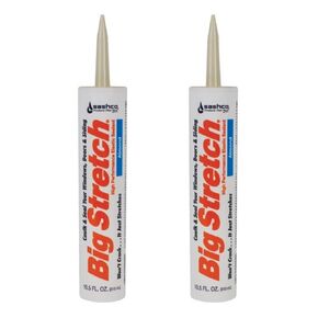 Sashco 10002 Big Stretch Acrylic Latex High Performance Caulking Sealant, 10.5 Oz Cartridge, Almond, Pack of 2