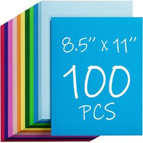 100 ورقة بطاقات ملونة، 10 ألوان متنوعة 8.5 × 11 ورق بطاقات، بطاقات 180 جرامًا للمتر المربع/65 رطلًا، ورق بطاقات ملون، ورق مخزون بطاقات لصنع البطاقات، والحرف اليدوية، وسجل القصاصات، والديكورات