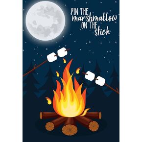 قم بتثبيت الخطمي على العصا - مجموعة ملصق لعبة Firepit للتخييم بطابع خاص للحفلات