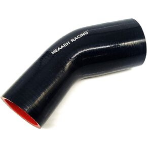 45 Degree ID 3.0 Inch To 4.0 Inch 4Ply Elbow Reducer Silicone Hose Coupler Red+Black (76-102MM)
