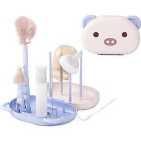 Portable BPA-Free Bottle Brush Set for Babies Includes Pacifier Brush, Straw Brush, Bear Box, WarmPurple in Saudi Arabia