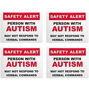 Autism Safety Alert Window Clings and Decals for Car and Home (4-Pack)