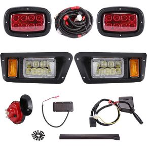 Golf Cart Light Kit for Yamaha G14 G16 G19 G22 Gas & Electric, Deluxe Headlight Taillight with Turn Signal Switch Horn Button, Blinker & Brake Light Switch Pad