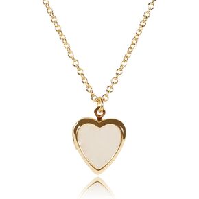 Heart Locket Necklace, Silver Plating With Heart Mother Of Pearl For Women