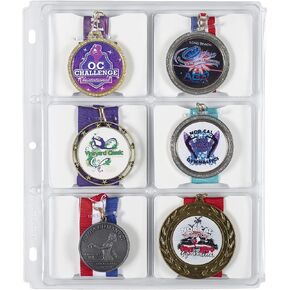 Award Medal Binder Pages Organizer Storage Display for Award Medals - 2 Pack for 12 Medals Total