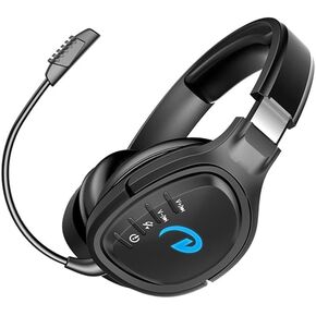 Wireless Bluetooth Headphones Over Ear for Cellphone PC Work, Wired Gaming Headset with Microphone for PS4 PRO PS5 Xbox one Series x/s Gamer - 50mm Drivers - Dual Mic(Black)