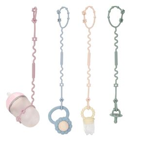 4 Pack Silicone Baby Bottle Harness Straps- Keep Bottles and Sippy Cups Off The Floor, Adjustable Sippy Cup Leash｜Toy Safety Straps for Stroller, High Chair, Crib, Bag(Sage/Ether/Cream/Lilac)