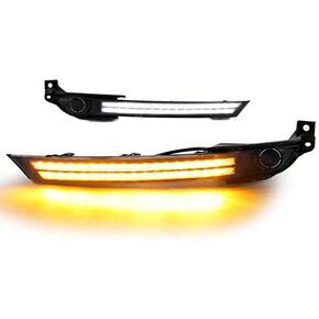LED DRL Fog Lamp for Mazda CX-5 CX5 2017 2018 2019 2020 2021 Double Row strip Daytime Running Light Bezel with Dynamic Sequential Turn Signal