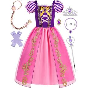 Girls Rapunzel Costume Princess Dress Up Clothes Rapunzel Cosplay Birthday Party Halloween Christmas Outfits