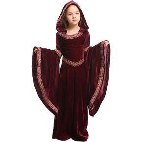Renaissance Faire Dress Girls Medieval Victorian Princess Queen Fancy Costume Outfit Robe Dress Up Kids
