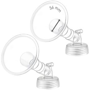2X 36 mm Maymom Two-Piece Wide Neck Pump Parts for Spectra S1/S2 Pumps; Incl Wide Mouth Flanges; Not Original Spectra Flange