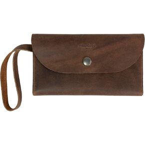 Heather's, Rectangular Wallet with Wristlet for Women, Purse with Card Slots, Travel Accessory, Money Organizer, Handmade, Full Grain Leather, Bourbon Brown in Kuwait