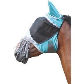 Deluxe Fly Mask with Nose Fringe (Cob, Green)