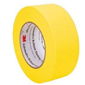 3M Automotive Refinish Masking Tape 388N, 06656, 48 mm x 55 m, Yellow, Crepe Backing, Moisture Resistant, Multi-Purpose